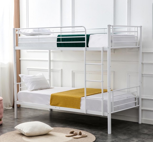 Białe metalowe łóżko piętrowe Bunky z możliwością transformacji w 2 łóżka
