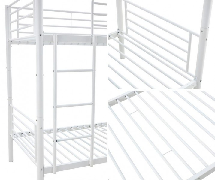 Białe metalowe łóżko piętrowe Bunky z możliwością transformacji w 2 łóżka