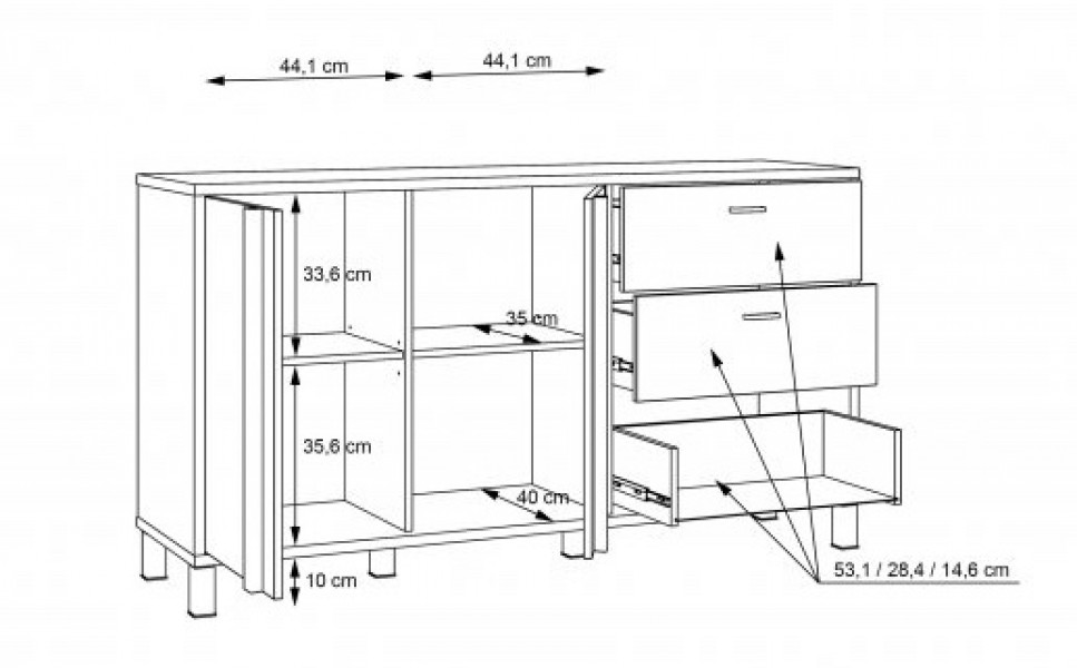 Dwudrzwiowa komoda z 3 szufladami Hayato 231