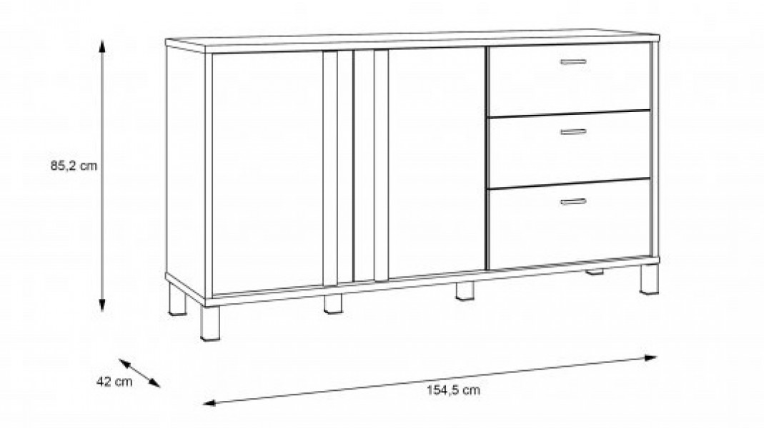 Dwudrzwiowa komoda z 3 szufladami Hayato 231