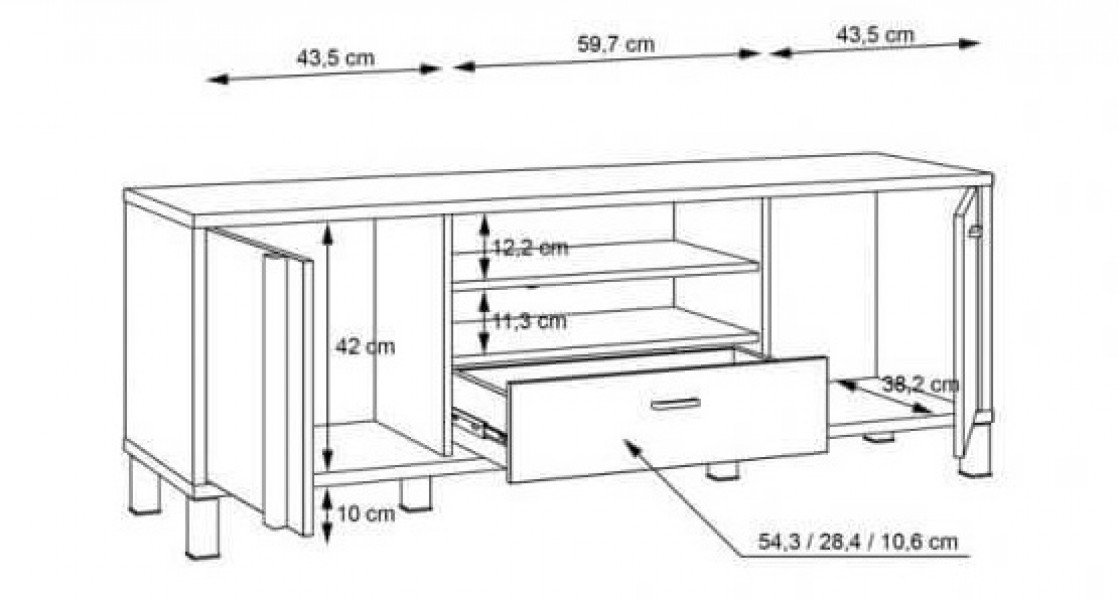 Dwudrzwiowa szafka RTV w stylu industrialnym Hayato 231