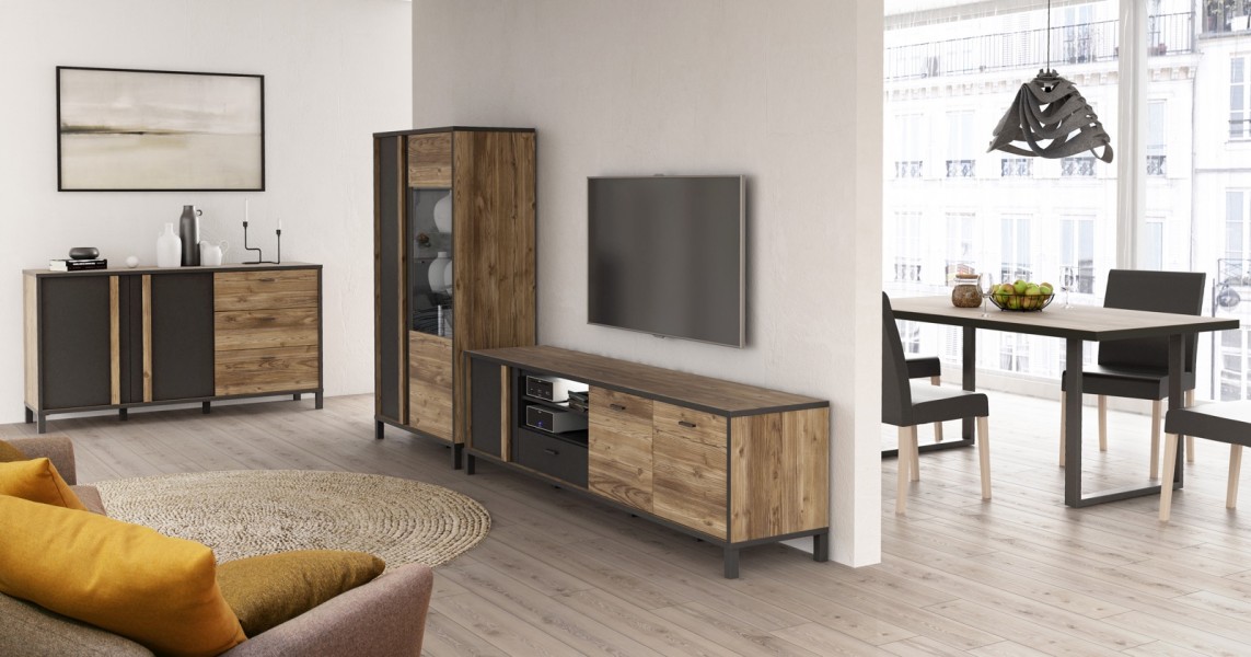 Szeroka witryna w stylu industrialnym Hayato 521
