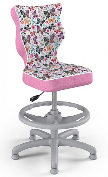 Krzesło dziecięce z wzorami i podnóżkiem Petit Grey rozmiar 3 (119-142 cm)