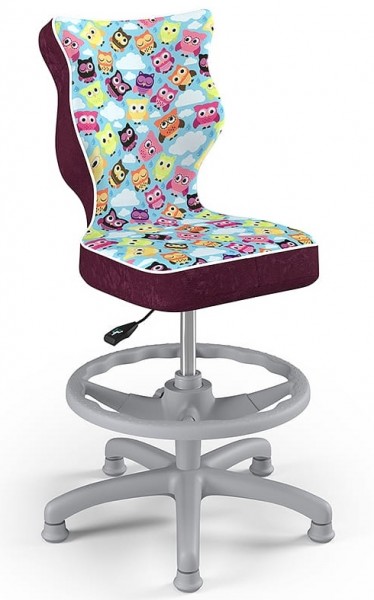 Krzesło dziecięce z wzorami i podnóżkiem Petit Grey rozmiar 4 (133-159 cm)