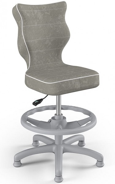 Obrotowe krzesło dziecięce z podnóżkiem Petit Grey rozmiar 4 (133-159 cm)