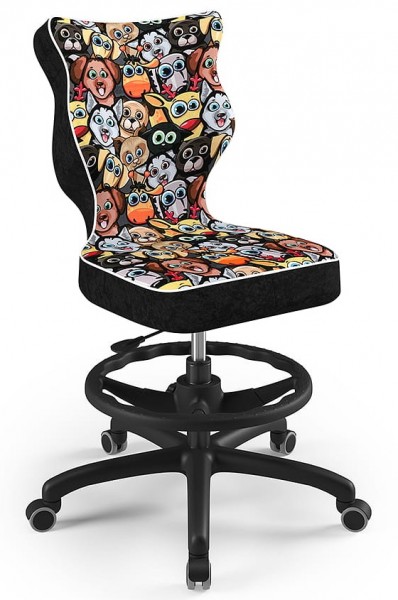 Krzesło biurkowe z podnóżkiem i wzorami Petit Black rozmiar 6 (159-188 cm)