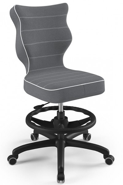 Obrotowe krzesło dla nastolatka Petit Black rozmiar 5 (146-176,5 cm) z podnóżkiem