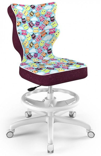 Ergonomiczne krzesło do biurka Petit White rozmiar 5 (146-176,5 cm) z podnóżkiem i wzorami