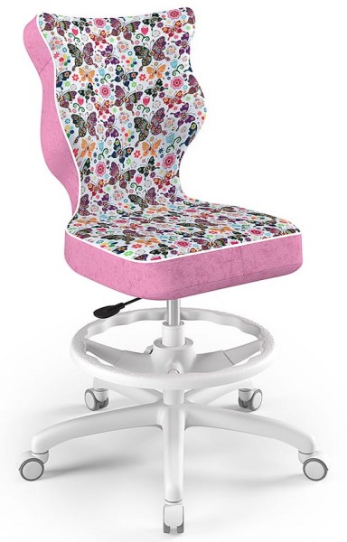 Ergonomiczne krzesło do biurka Petit White rozmiar 6 (159-188 cm) z podnóżkiem i wzorami