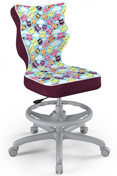 Młodzieżowe krzesło do biurka Petit Grey rozmiar 5 (146-176,5 cm) z podnóżkiem i wzorami