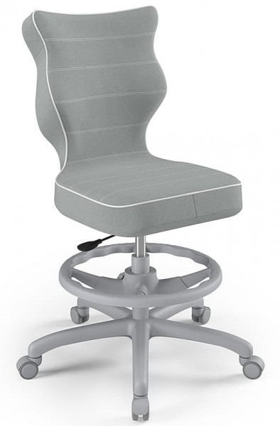 Ergonomiczne krzesło biurkowe dla nastolatka Petit Grey rozmiar 5 (146-176,5 cm) z podnóżkiem