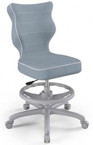 Ergonomiczne krzesło biurkowe dla nastolatka Petit Grey rozmiar 5 (146-176,5 cm) z podnóżkiem