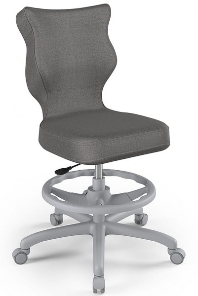 Ergonomiczne krzesło biurkowe dla nastolatka Petit Grey rozmiar 5 (146-176,5 cm) z podnóżkiem