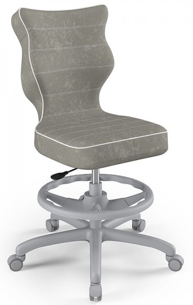 Ergonomiczne krzesło biurkowe dla nastolatka Petit Grey rozmiar 6 (159-188 cm) z podnóżkiem