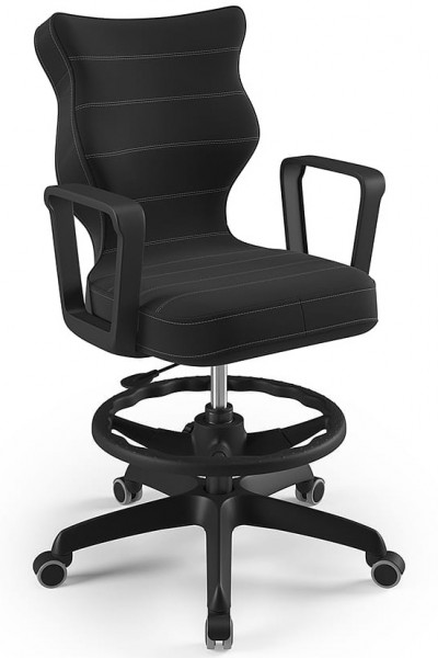 Młodzieżowe krzesło do biurka Norm Black rozmiar 6 (159-188 cm) z podnóżkiem