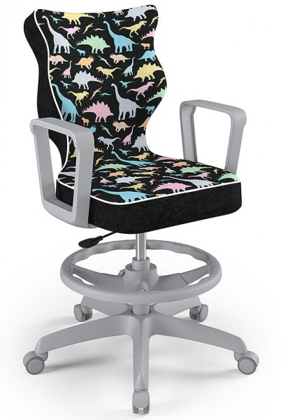 Krzesło młodzieżowe z podnóżkiem i wzorami Norm Grey rozmiar 5 (146-176,5 cm)