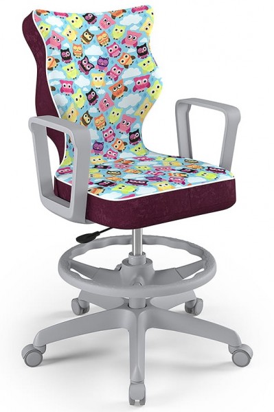 Krzesło młodzieżowe z podnóżkiem i wzorami Norm Grey rozmiar 6 (159-188 cm)