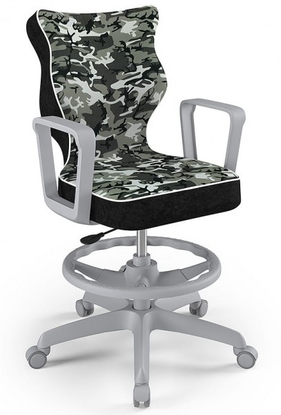 Krzesło młodzieżowe z podnóżkiem i wzorami Norm Grey rozmiar 6 (159-188 cm)