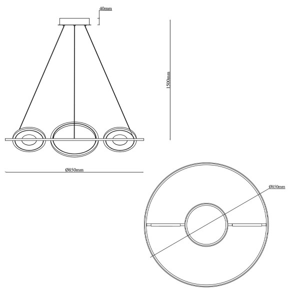 Duża lampa wisząca LED ring Seppia No.3