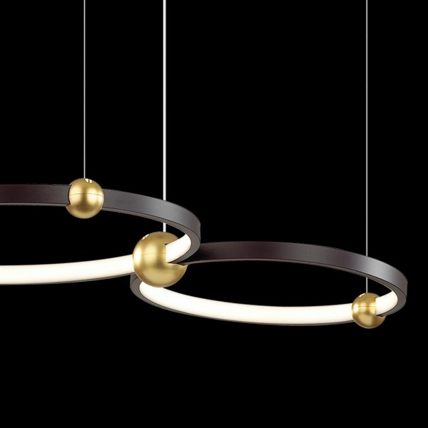Podwójna lampa wisząca ringi czarna Aurora 40 cm No.2