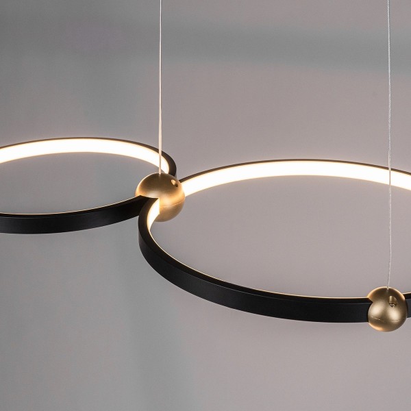 Podwójna lampa wisząca ringi czarna Aurora 40 cm No.2