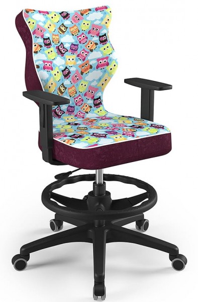 Krzesło do biurka z wzorami Duo Black rozmiar 5 (146-176,5 cm) z podnóżkiem