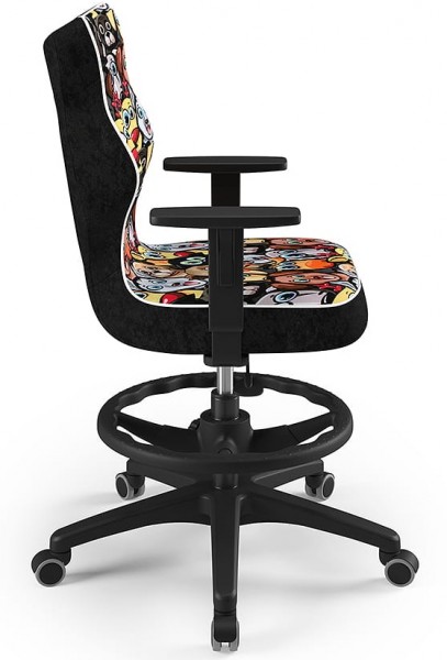 Krzesło do biurka z wzorami Duo Black rozmiar 6 (159-188 cm) z podnóżkiem