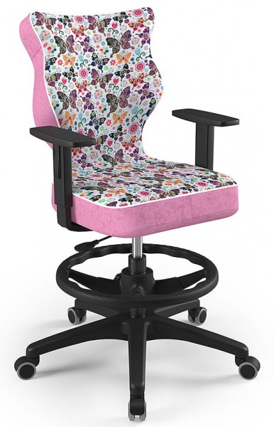 Krzesło do biurka z wzorami Duo Black rozmiar 6 (159-188 cm) z podnóżkiem