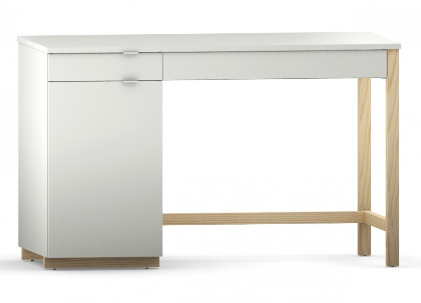 Białe biurko z szafką i szufladami DES45 w stylu skandynawskim