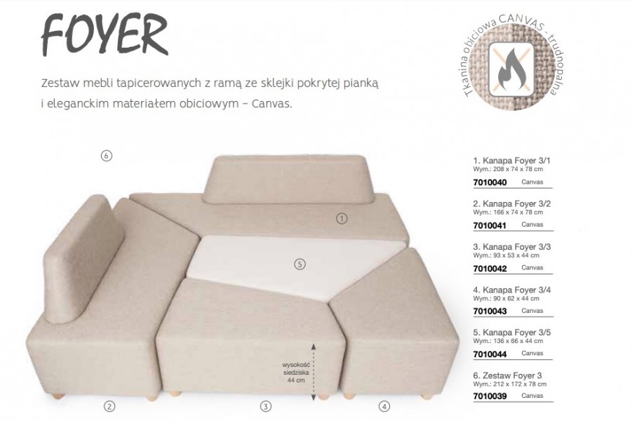 Pufa modułowa do szkoły 7010043 Foyer 3/4