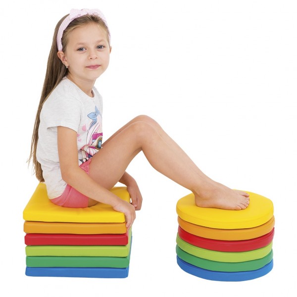 Komplet niskich siedzisk okrągłych do szkoły 4641537