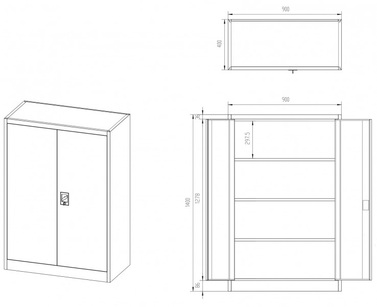 Szafa biurowa Eco Design Kevin 90x40x140 cm biały/dąb sonoma
