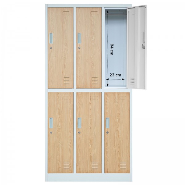 Szafa socjalna 6-drzwiowa Eco Design Igor 90x45x185 cm biały/dąb sonoma