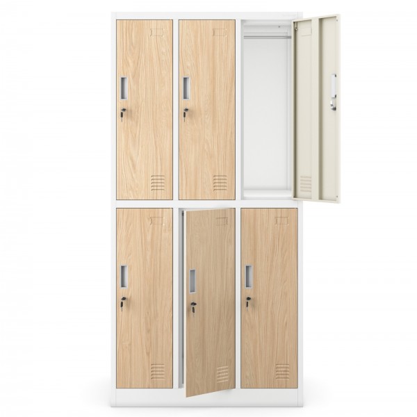 Szafa socjalna 6-drzwiowa Eco Design Igor 90x45x185 cm biały/dąb sonoma