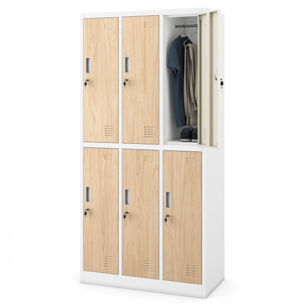 Szafa socjalna 6-drzwiowa Eco Design Igor 90x45x185 cm biały/dąb sonoma
