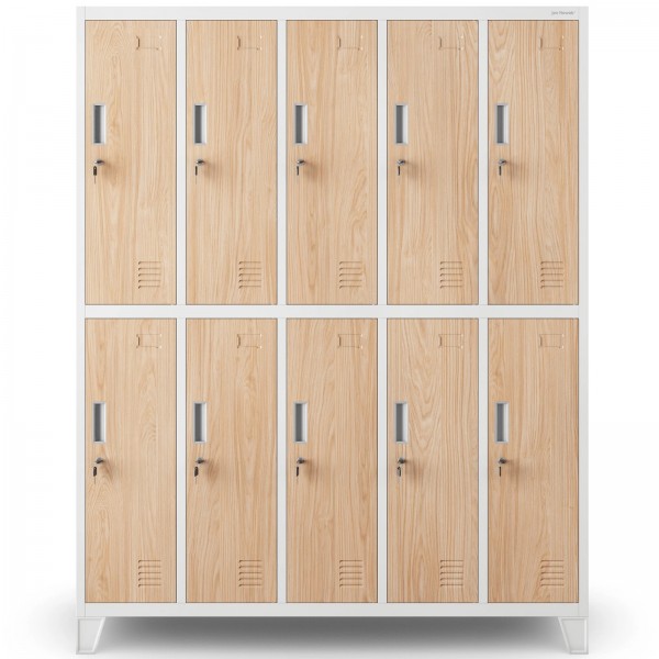 Szafa socjalna 10-drzwiowa Eco Design Bartek 136x45x172 cm biały/dąb sonoma