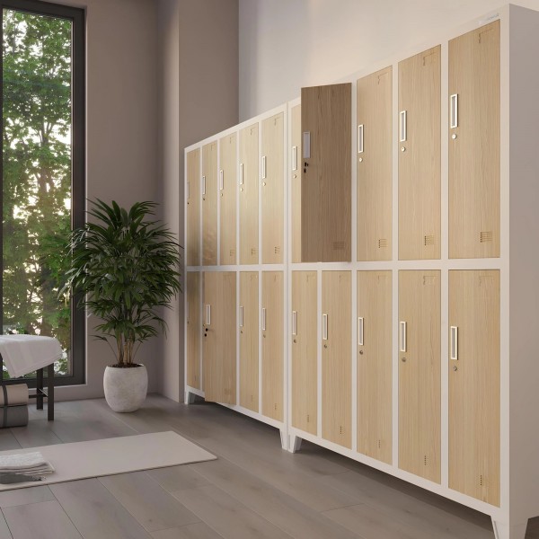 Szafa socjalna 10-drzwiowa Eco Design Bartek 136x45x172 cm biały/dąb sonoma