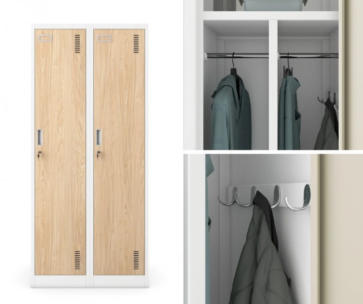 Szafa socjalna czterokomorowa Eco Design Kacper 80x50x180 cm biały/dąb sonoma