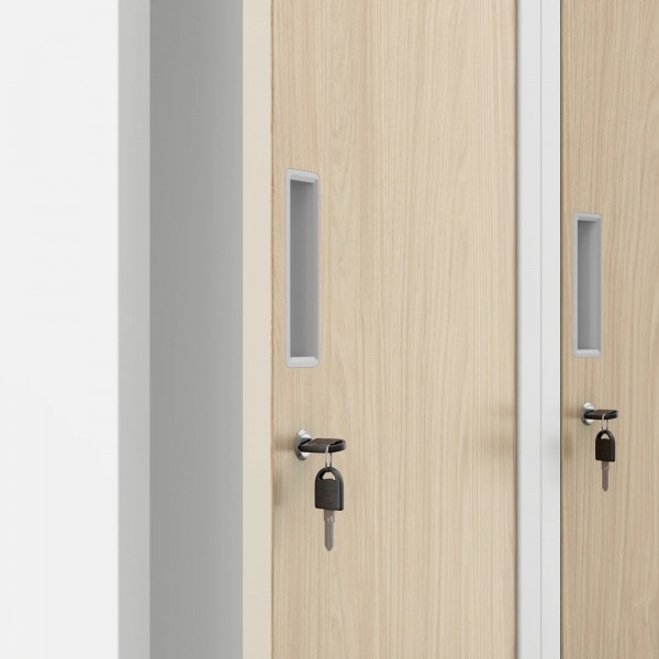 Szafa socjalna czterokomorowa Eco Design Kacper 80x50x180 cm biały/dąb sonoma