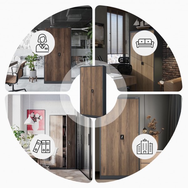 Szafa biurowa Eco Design Jan H 90x40x195 cm antracyt/orzech