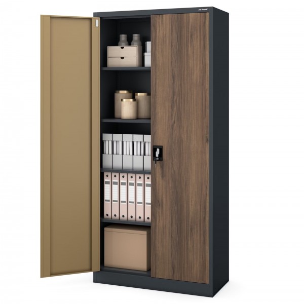 Szafa biurowa Eco Design Jan H 90x40x195 cm antracyt/orzech