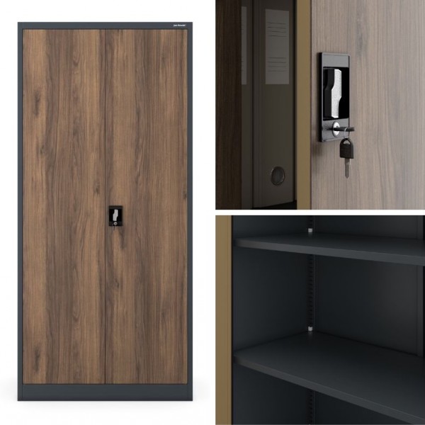 Szafa biurowa Eco Design Jan H 90x40x195 cm antracyt/orzech