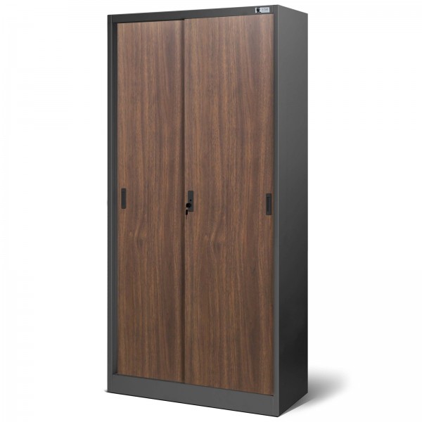 Przesuwna szafa biurowa Eco Design Kuba 90x40x185 cm antracyt/orzech