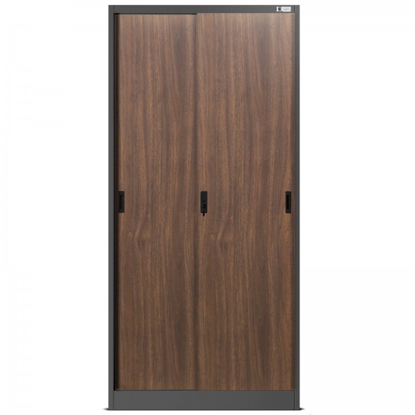 Przesuwna szafa biurowa Eco Design Kuba 90x40x185 cm antracyt/orzech