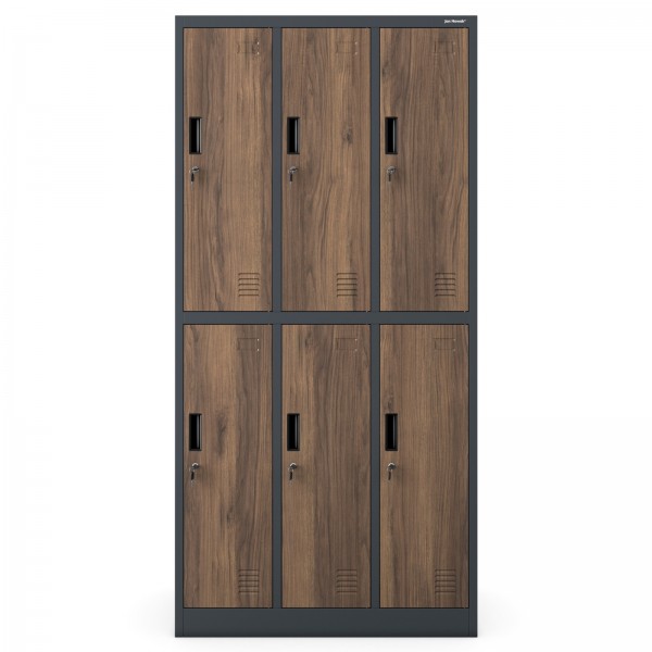 Szafa socjalna 6-drzwiowa Eco Design Igor 90x45x185 cm antracyt/orzech