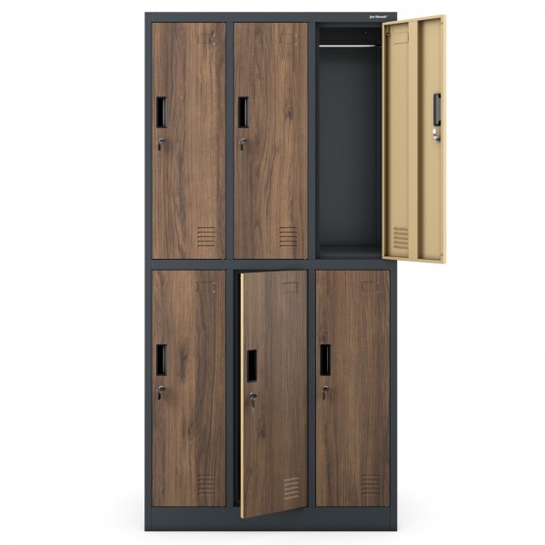 Szafa socjalna 6-drzwiowa Eco Design Igor 90x45x185 cm antracyt/orzech