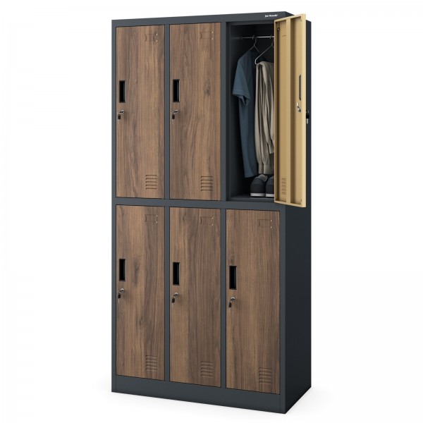 Szafa socjalna 6-drzwiowa Eco Design Igor 90x45x185 cm antracyt/orzech