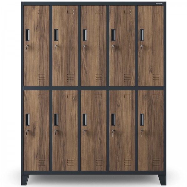 Szafa socjalna 10-drzwiowa Eco Design Bartek 136x45x172 cm antracyt/orzech