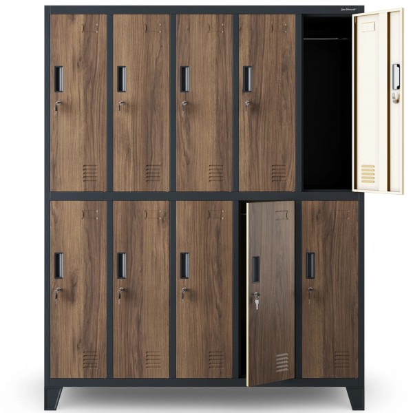 Szafa socjalna 10-drzwiowa Eco Design Bartek 136x45x172 cm antracyt/orzech