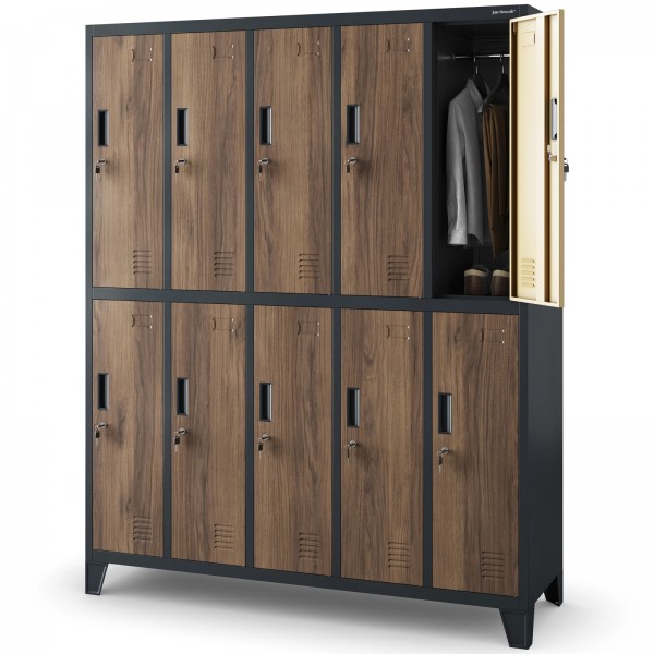Szafa socjalna 10-drzwiowa Eco Design Bartek 136x45x172 cm antracyt/orzech